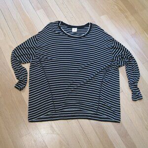 Cabi Crosswalk Tee Top Size S Black White Striped Blouse Oversized Stretch